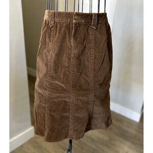 Eddie Bauer Y2K Brown Corduroy‎ Long A-line Skirt Preppy Boho Cottagecore Sz 2